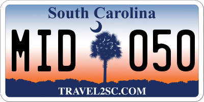 SC license plate MID050