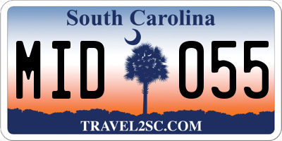 SC license plate MID055