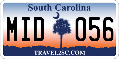 SC license plate MID056