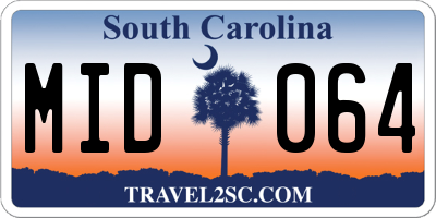 SC license plate MID064