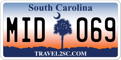 SC license plate MID069