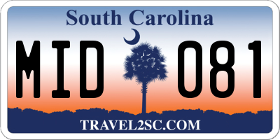 SC license plate MID081