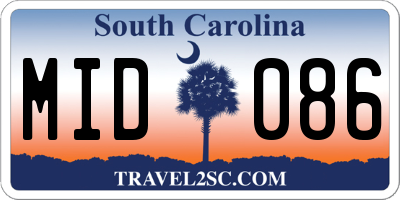 SC license plate MID086