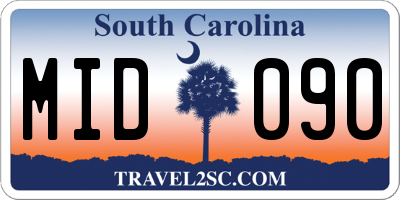 SC license plate MID090