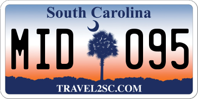SC license plate MID095