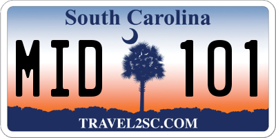 SC license plate MID101