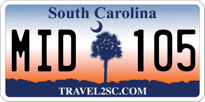 SC license plate MID105