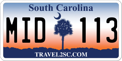 SC license plate MID113