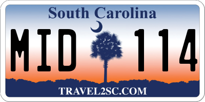 SC license plate MID114