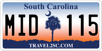SC license plate MID115