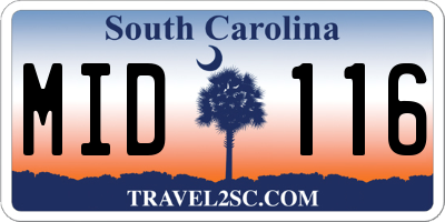 SC license plate MID116
