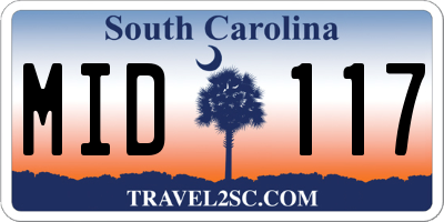 SC license plate MID117