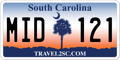 SC license plate MID121