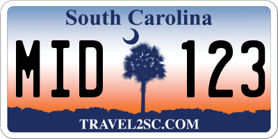 SC license plate MID123