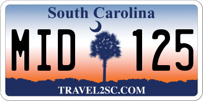 SC license plate MID125