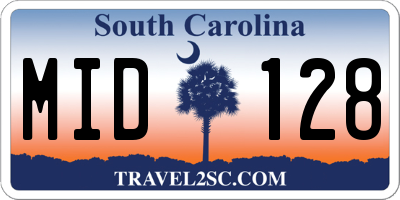 SC license plate MID128