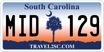 SC license plate MID129