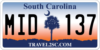 SC license plate MID137