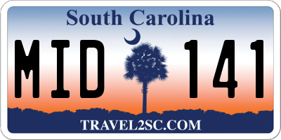 SC license plate MID141