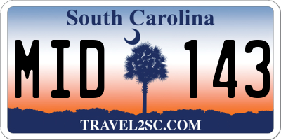 SC license plate MID143