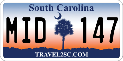 SC license plate MID147