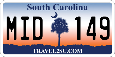 SC license plate MID149