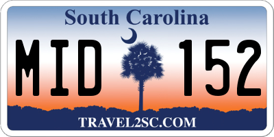 SC license plate MID152