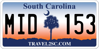 SC license plate MID153