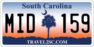 SC license plate MID159