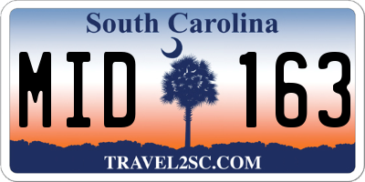 SC license plate MID163