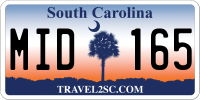SC license plate MID165