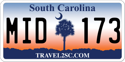 SC license plate MID173