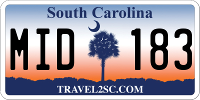 SC license plate MID183