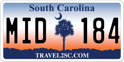 SC license plate MID184