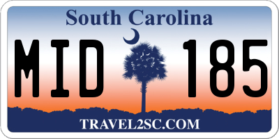 SC license plate MID185