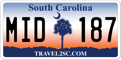 SC license plate MID187