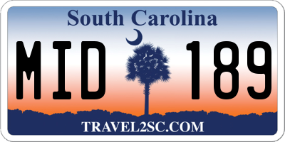 SC license plate MID189
