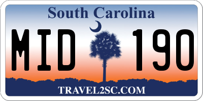 SC license plate MID190
