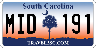 SC license plate MID191