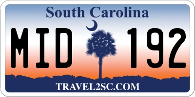 SC license plate MID192