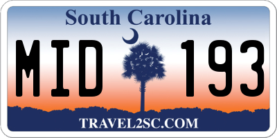 SC license plate MID193