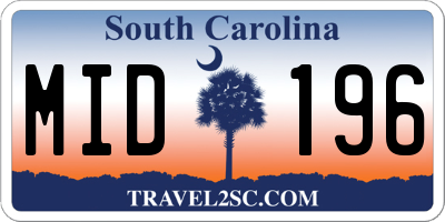 SC license plate MID196