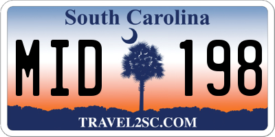 SC license plate MID198