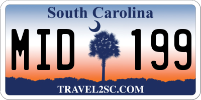SC license plate MID199