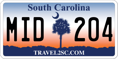 SC license plate MID204