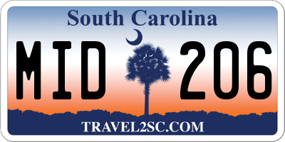 SC license plate MID206