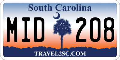 SC license plate MID208