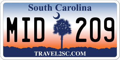 SC license plate MID209