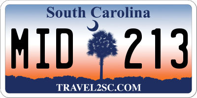 SC license plate MID213