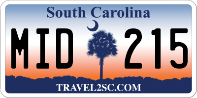SC license plate MID215